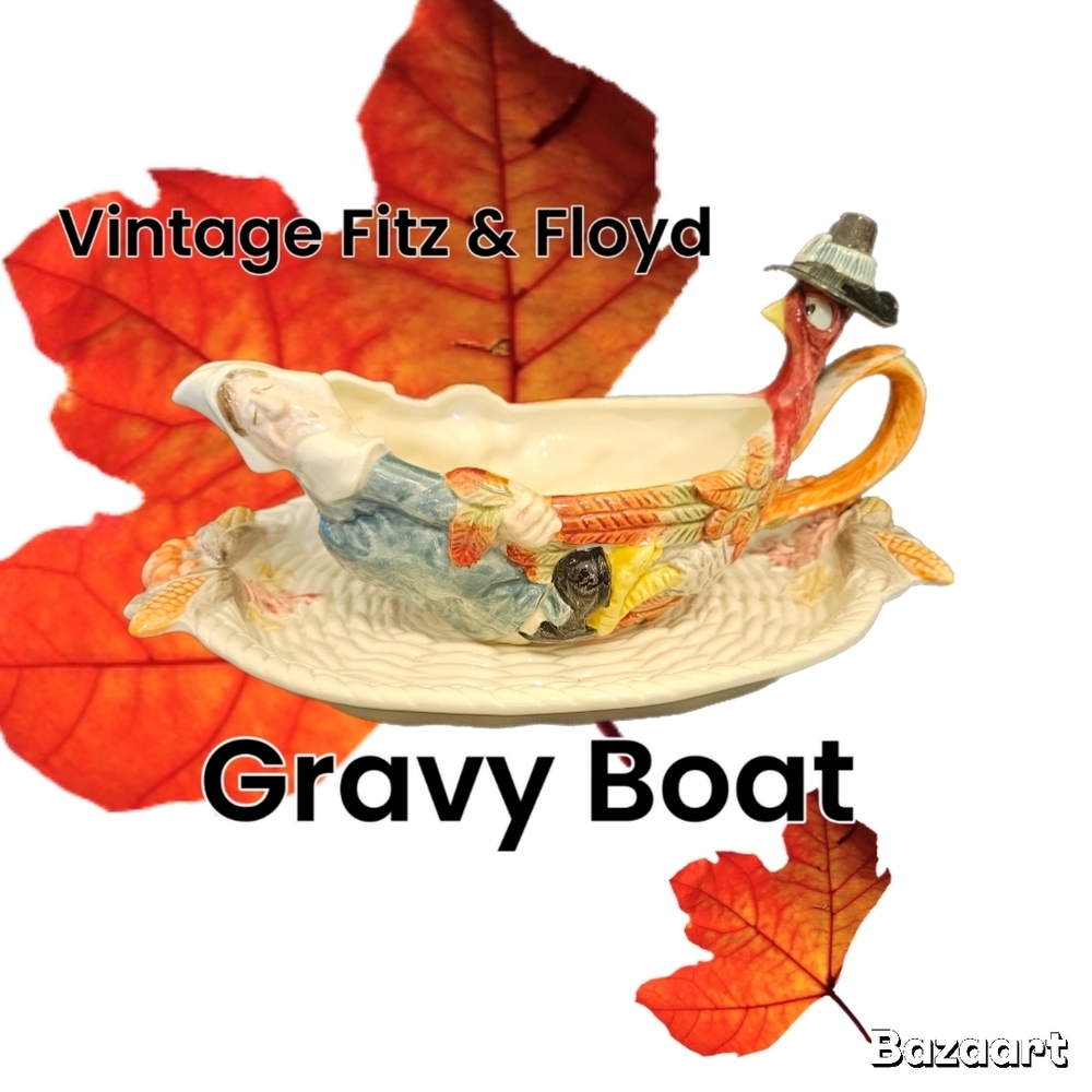 Vintage Fitz & Floyd Gravy Boat with Saucer Vintage 1990